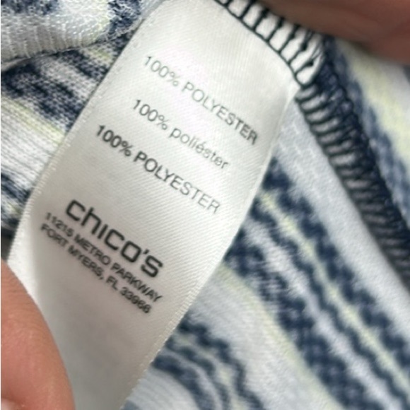 WEEKENDS By Chico’s Navy Linear Dot Striped Knit Wrinkle Free Zip Front Jacket M - Picture 14 of 17